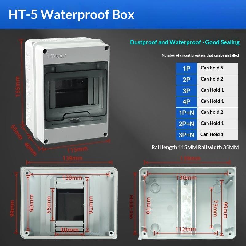 1 Set Pc Plastic Outdoor Electrical Ip65 Waterproof Dustproof Din Rai Distribution Switch Box Ht 2/3/5/8 Way Series Junction Box