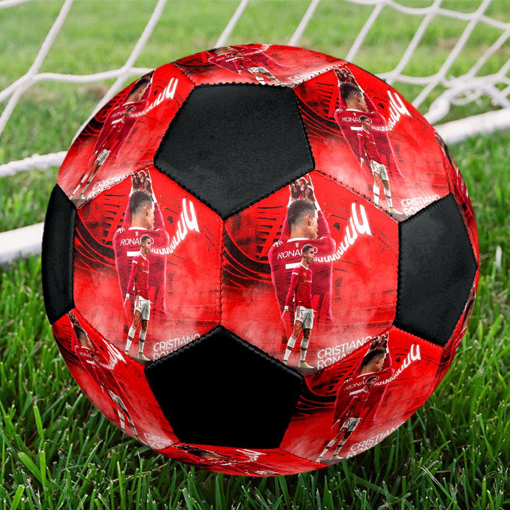 1PC Cristiano Ronaldo Force Size 5 Soccer Ball PrahaIndoor Soccer Ball Colorful All Ages Machine Stitched PVC Competition Ready Durable High-Bounce