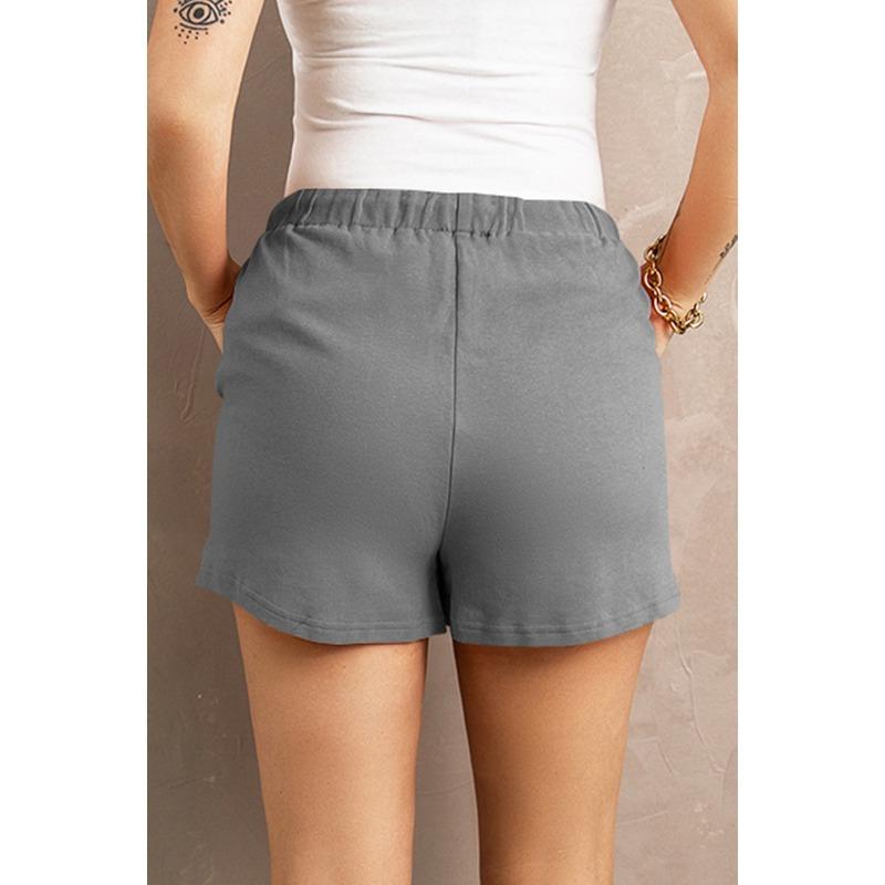 Shorts d'été décontractés pour femmes, couleur unie, taille haute, coupe droite ample, à cordon de serrage