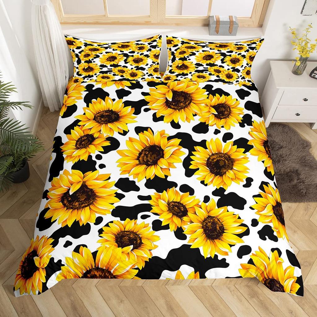 Milk Cow Duvet Covers for Teens Kids Queen Size Lightweight Quilt Covers Bedroom Decor Milk Cow Print Bedspread Covers No Quilt