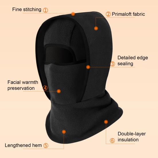 Winter Thermal Hat Cold Weather Windproof Outdoor Skiing Motorcycle Riding Cycling Fleece Face Guard Balaclava Hood Neck Warmer