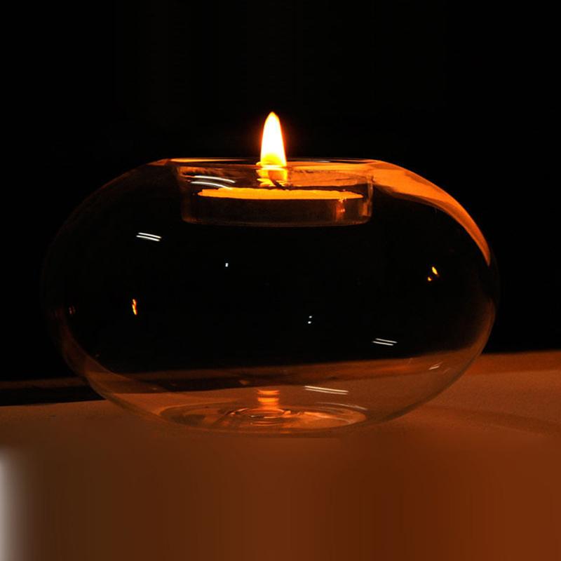 Transparent Glass Candle Holder Round Candlestick Wedding Dinner Table Decoration Bar Party Christmas Decoration Light Holder