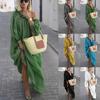 Women's Off Shoulder Long Sleeve Loose Maxi Dress Solid Color Split Hem Plus Size Boho Beach Vacation Casual Dress