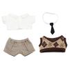 Niannyyhouse 10cm Plush Clothes: Dress-Up Cotton Doll with Shirt, Pants, Tie, Vest, Campus Wear, and Accessories (Brown)