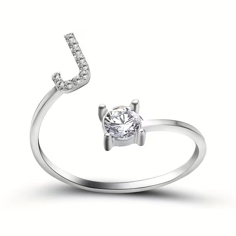 1PC Open Ring Shiny Jewelry Suitable for Stacking Accessories Cute Letter Theme Ideal Gift Free Combination Custom Rings Silver