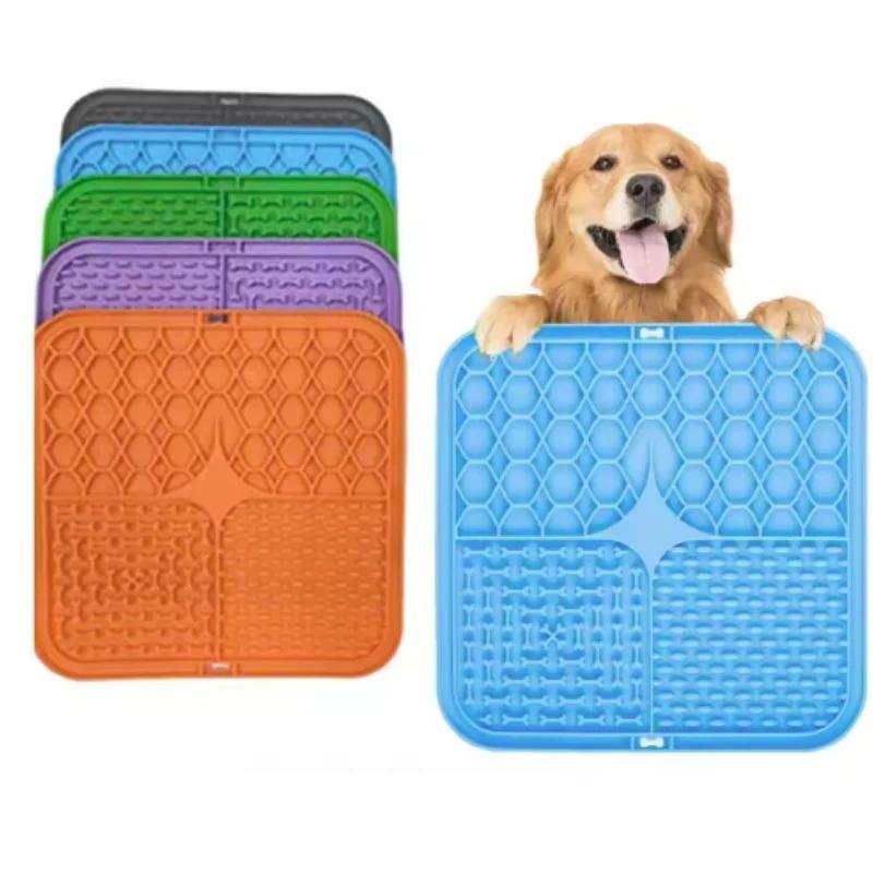 1pcs Dog Licking Plate Pet Licking Pad Silicone Suction Cup Slow Licking Pad Anti Choking Slow Eating Bowl