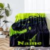 Custom Name Dinosaur Theme Printed Blanket - Perfect for Couch, Bed, Travel & Outdoor Use | Machine Washable, Cozy & Durable.
