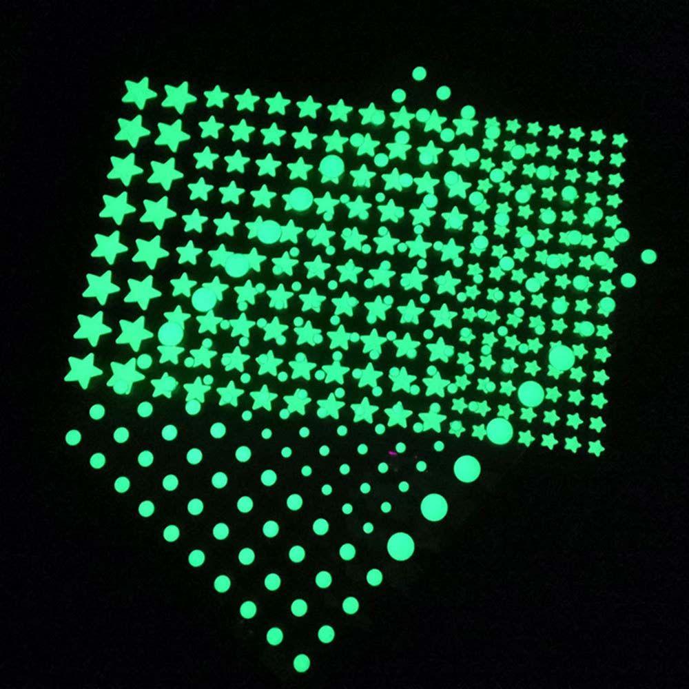 Nursery Ornament Glow In Dark 3D Luminous Decal Wall Art Fluorescent Bubble Sticker Stars Dots
