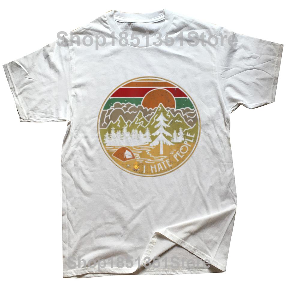 Nienawidzę Ludzi Na Zewnątrz Zabawne Vintage Koszulki Letnia Graficzna Bawełniana Streetwear Krótki Rękaw Prezent dla Introwertyka Koszulka Unisex