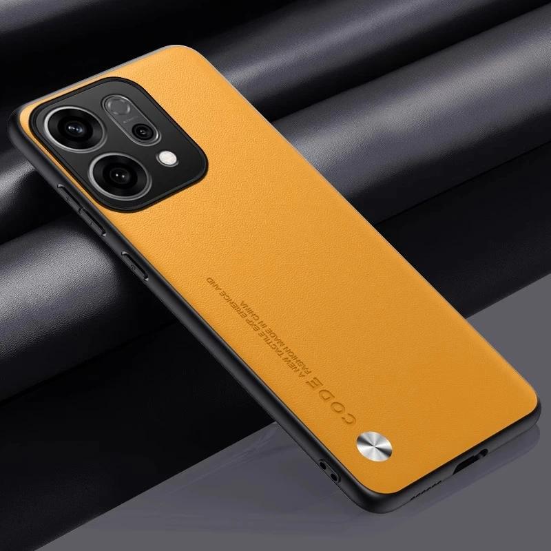 For Reno 14 Pro 5G Reno14 Plain PU Leather Phone Case For OPPO Reno 14Pro Matte Cover Silicone Shockproof Soft Edge Back Cover