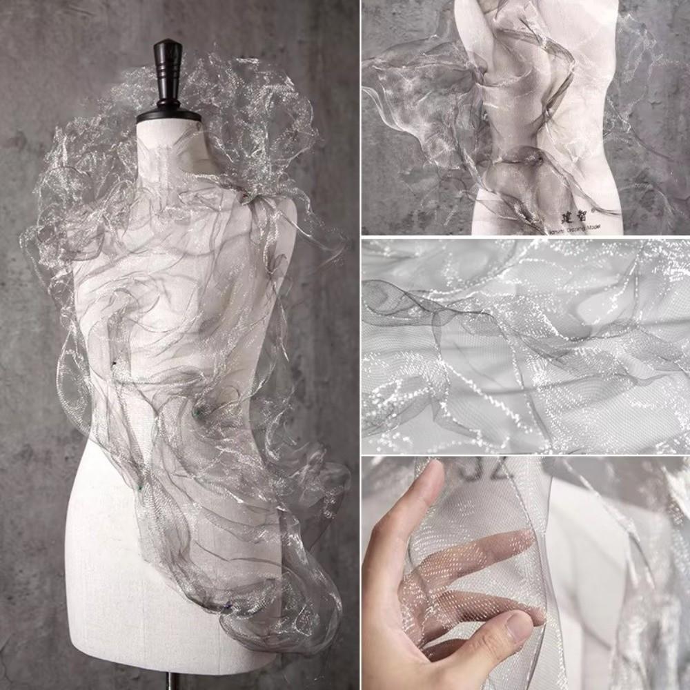 Cloud Fog Mesh Bright Organza Fabric DIY Decoration Pleated Shape Hard Mesh Cloth Art Background Mesh Texture