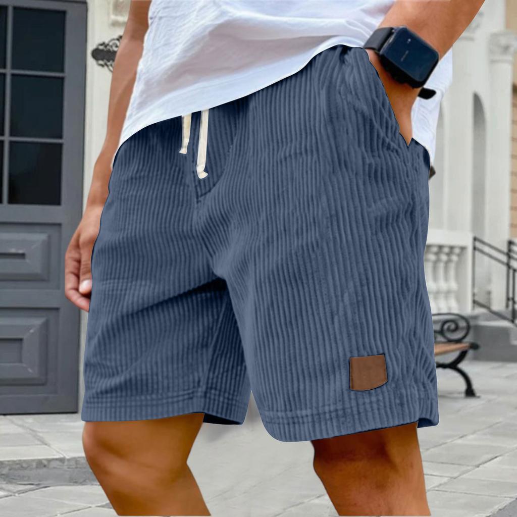 Herren Freizeithorts - Elastischer Bund Kordelzug Vintage Bestickt Cord Stilvolle Lässige Shorts