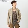 INCERUN Men Long Sleeve Solid Cropped Short Blazer Thin Coats Irregular Tops