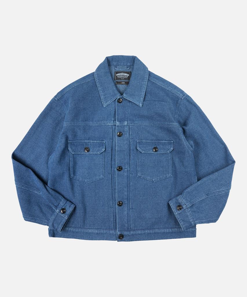 FRIZMWORKS Sashiko Denim Trucker Jacket _ Mid Blue