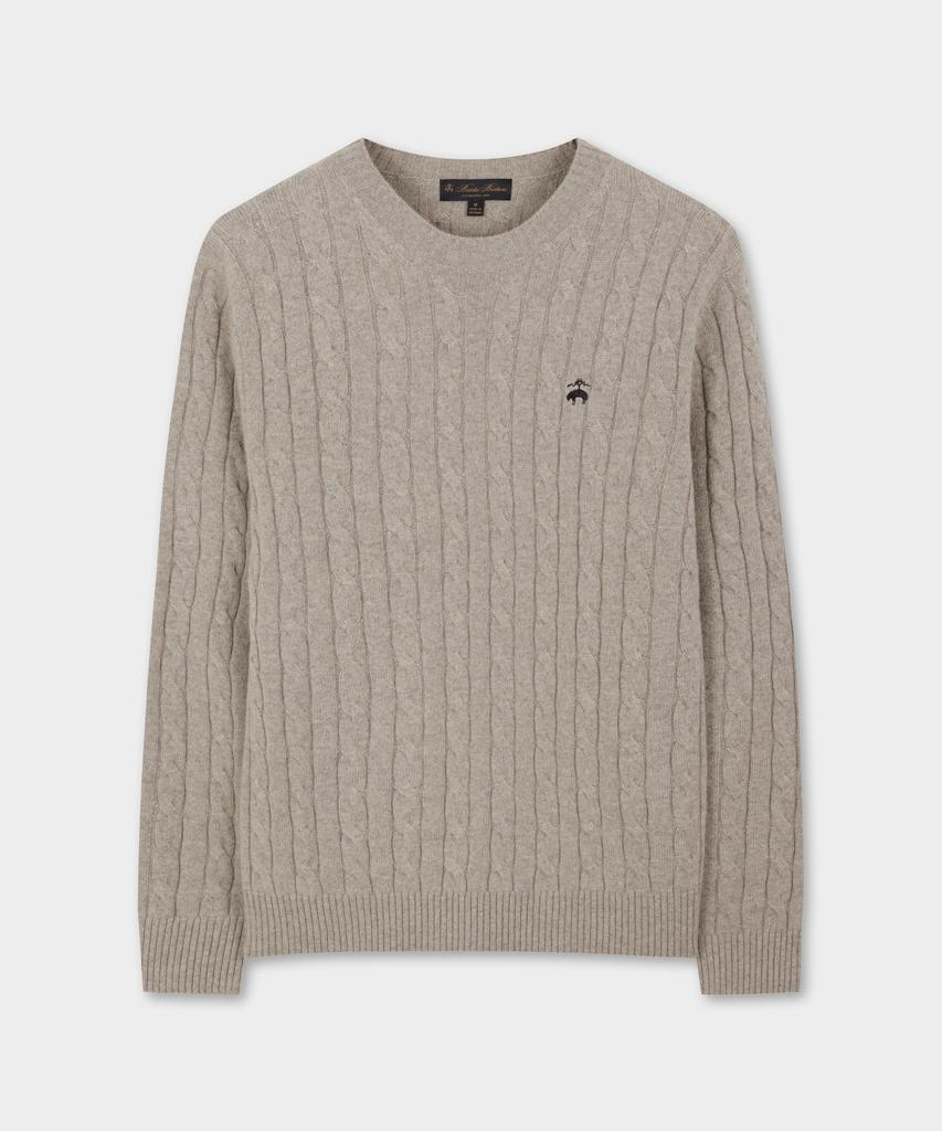 BROOKS BROTHERS [Heritage] Wool Cashmere Cable Sweater (Light Grey) (Bbwrmhg411)