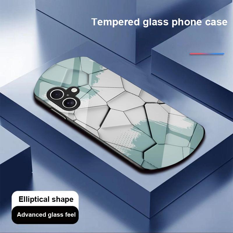 Geometrický vzor Pre Apple iPhone 16 11 13 15 14 Pro Max 12 Mini 7 8 Plus XR X XS Elipsovitý Tvrdené Sklo Puzdro na Telefón