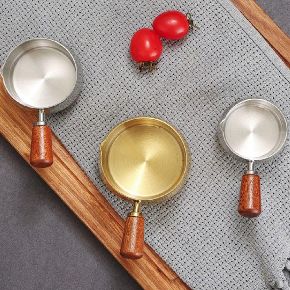 60ml/120ml/180ml Seasoning Cup Wooden Handle Measuring Spoon Dipping Bowl Sauce Pan Ketchup