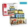 1464Pcs Moc 3 In 1 City Street View Hotel Construction Blocks Shop House Led Light Shop House Model Children'S Game Toys Gifts