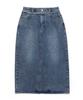 Lee Denim Belted Long Skirt In Indigo Dark