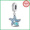 925 Silver Starfish Charm Beads Ocean Luminous for DIY Jewelry Bracelets Necklaces Birthday Gifts