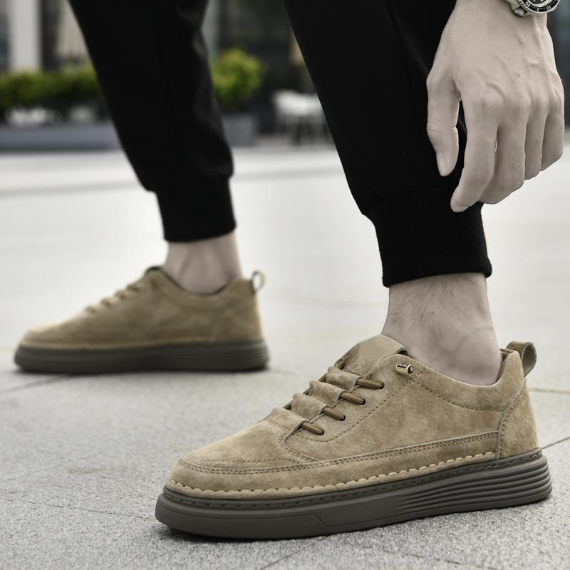 High Quality Men's New Leather Comfortable Board Shoes Fashionable Lace Up Low Cut Breathable Outdoor Sports Leisure Men's Shoes