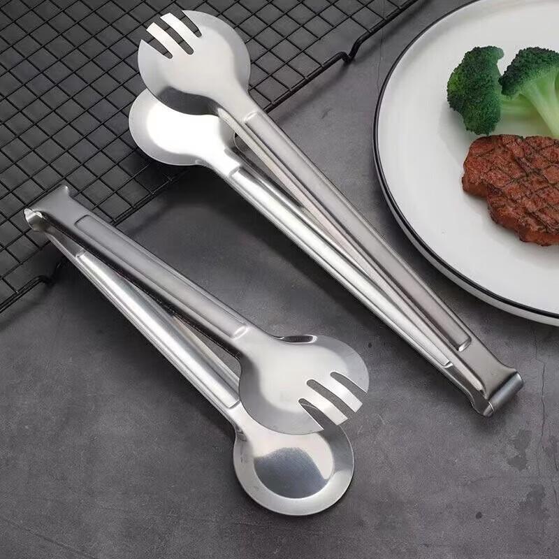 Stainless Steel Food Tongs with Red Silicone Tips