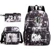 Football Star Teenager Student Schoolbag Ronaldo Pattern Three-Piece Backpack