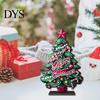 Christmas Party Favors 2D Wooden Tabletop Ornaments, Xmas Tree Santa Unique Holiday Ornaments Snowman Sign with Stand, Decorations Double Sided