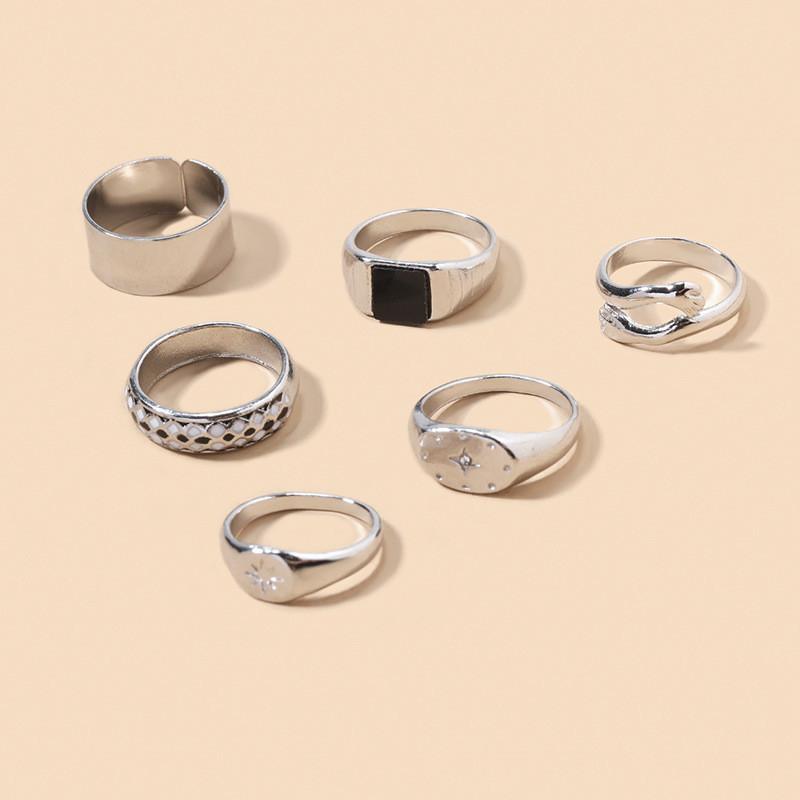 Alloy Ring Set With Eightpointed Star Design For Womens Fashion Jewelry