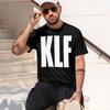 KLF tungviktig retro tryckt mönster rolig rundhalsad T-shirt för daglig komfort