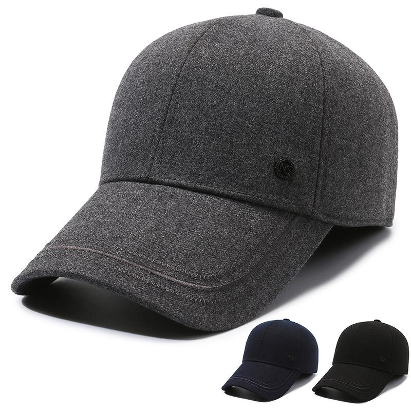 Middle-Aged And Elderly Peaked Cap Season Thickened Warm Hat Fashionable Outdoor Windproof Ear Protection Men'S Velvet Baseball Cap