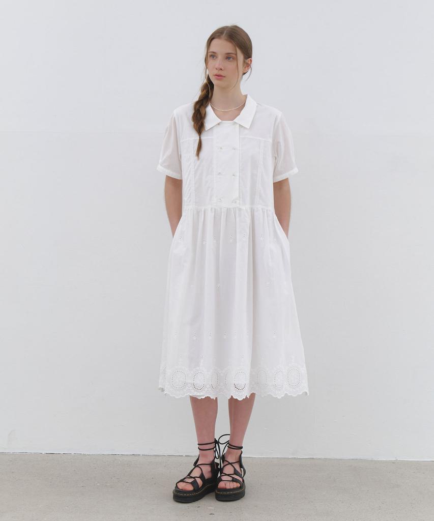 Cluny Eyelet Lace Long Dress - White