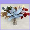 Flocking Cloth Artificial Leaves Bouquet For Wedding Decor Photo Props Home Arrangement
