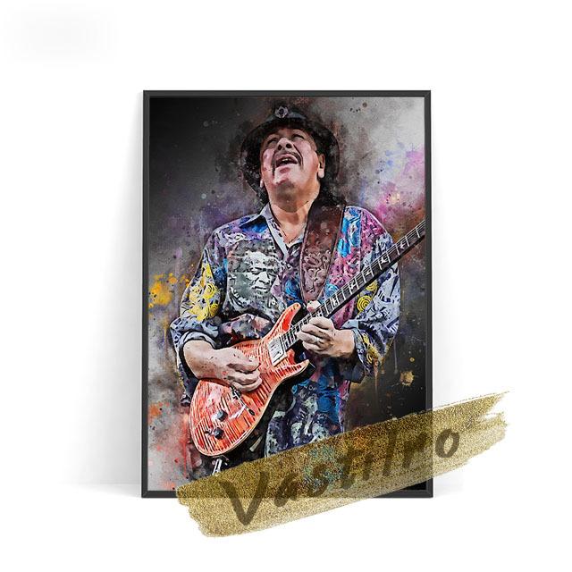 Guitar Star Watercolor Photography Art Printmaking Oil Painting Poster Rock Music Legend Bar Club