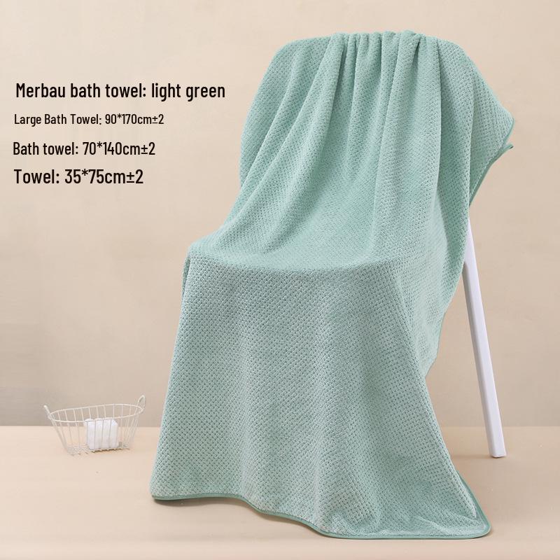 Prosop Mare de Baie din Fleece de Corali cu Uscare Rapidă: Design absorbant, îngroșat cu model grilă ananas pentru plajă, piscină sau salon de înfrumusețare.