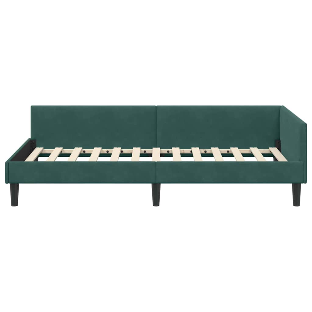 L Shaped Bed Frame with Headboard Dark Green 80 Cm X 200 Cm Velvet