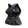 Estatua de Gato con Capucha Resina Misteriosa Figurilla de Gato Negro Gótico Mini Escultura de Gato para Mesa Decoración de Halloween Regalo para Amantes de los Gatos