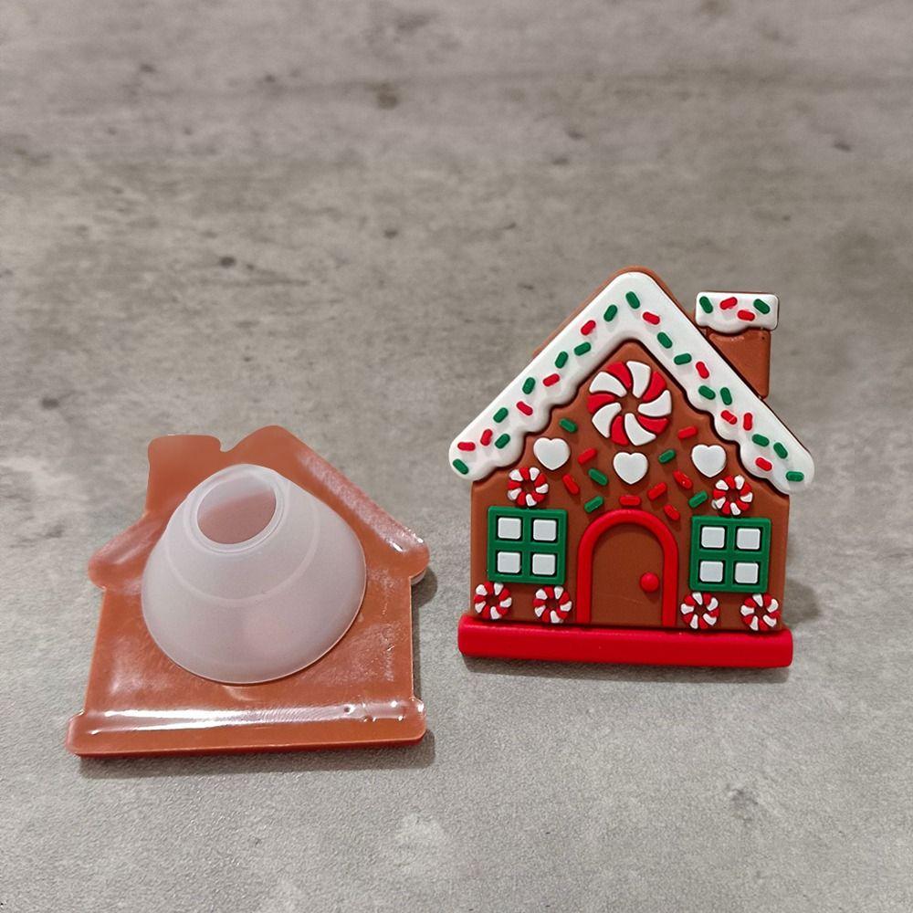 1/2Pcs Gingerbread House Shape Christmas Button Covers Reusable Easy to Install Christmas Knob Covers Closet Dresser Pulls