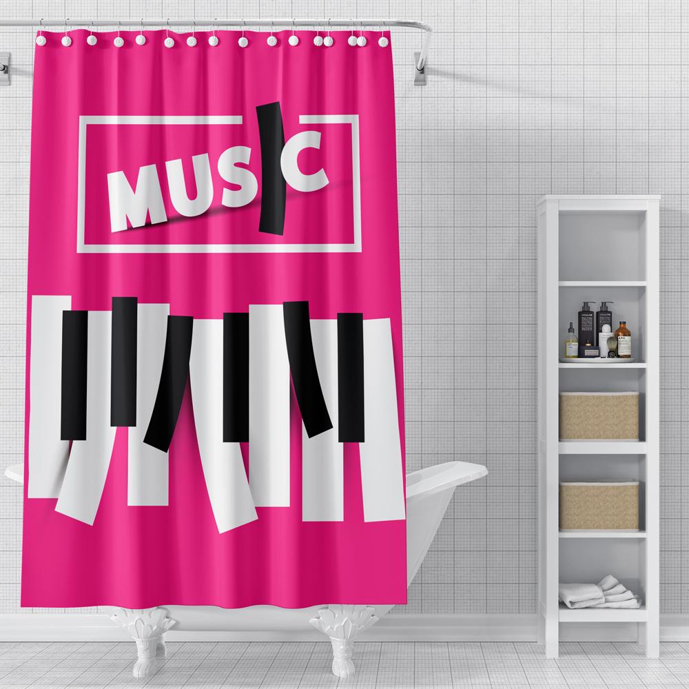 Piano Key Music Shower Curtain for Bathroom Musical Notes Waterproof Bathroom Shower Curtain Romantic Elegant Bath Bathtub Decor