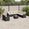 Vidaxl 10-Cz. Garden Lounge Set, Cushions Black Rattan Pe