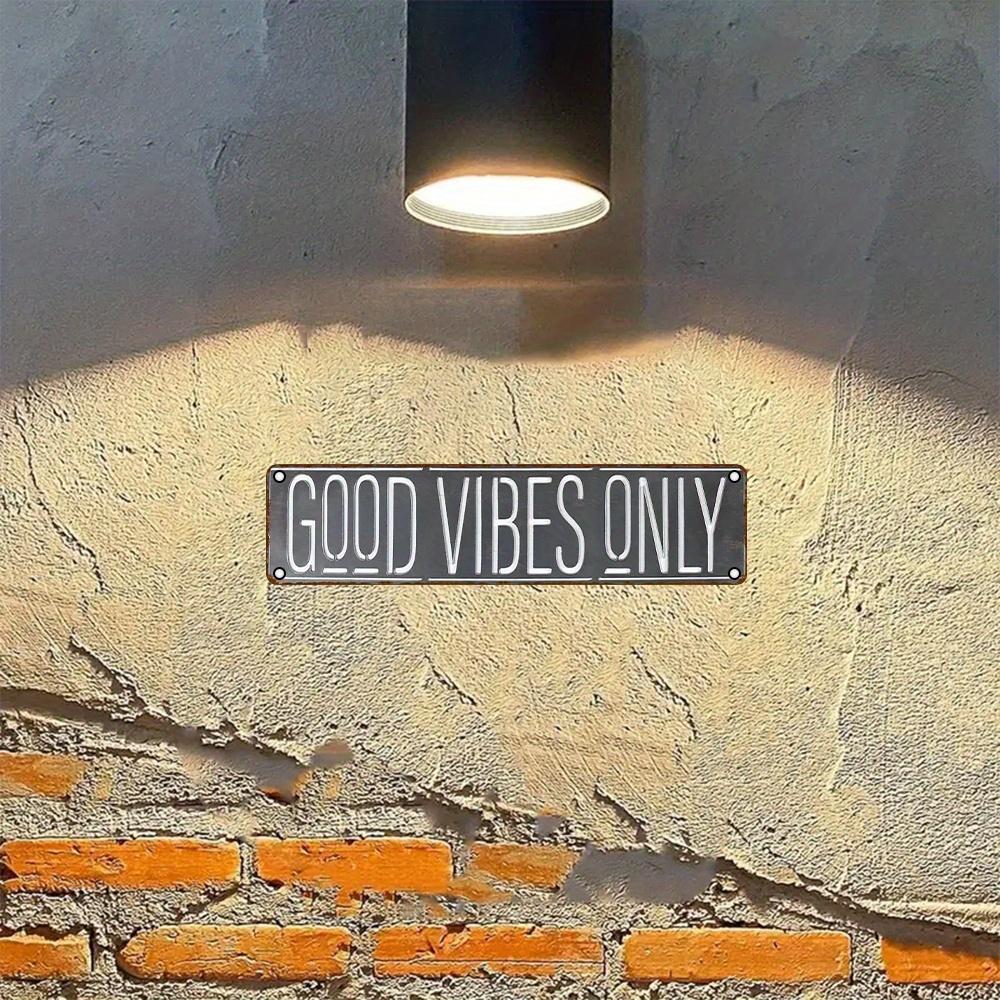 Only Good Vibes" Aluminum Sign - 16x4 Inches | UV Printed, Durable Metal Wall Art for Home, Bar, Cafe and Outdoor Decoration