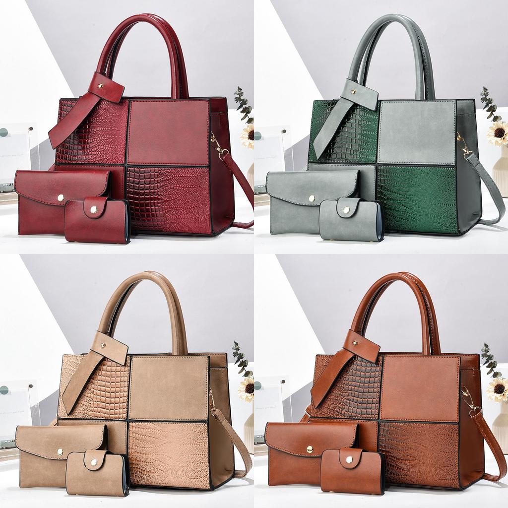 Pu Tote Bag For Women With Splicing Design And Tophandle For Daily Use