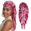 Soft Silky Long Satin Bonnet for Natural Hair and Curly Hair Extra Large Size Hair Cap with Tie for Comfortable Night Sleep 1Pcs