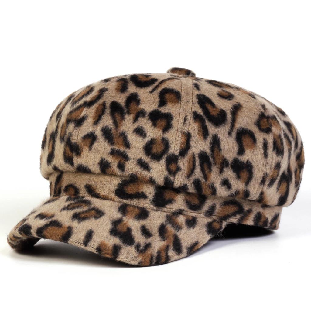 Beret School Old Vintage Autumn Spring Hat Newsboy Brand Latest Fresh Personality Print Leopard Plush Neutral Gender Women Men For Hats Wild
