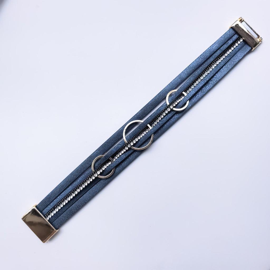 Unisex Multi-layer Leather Bracelet with Magnetic Clasp and Metal Accents - Stylish, Versatile Wristband