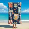Serviette de plage Hibou Cartoon Drôle Artistique, Motif Animal Mignon Séchage Rapide Absorbant, Grande Sans Sable Essentiels de Voyage Piscine