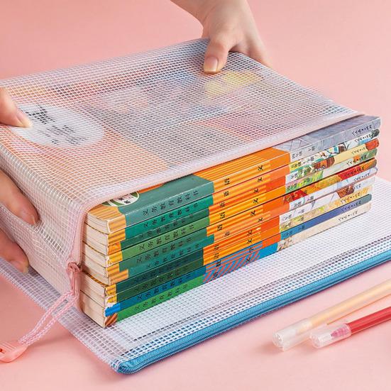 File Bag Large Capacity Storage A4 Files Stationery Carrying Case Transparent Visual