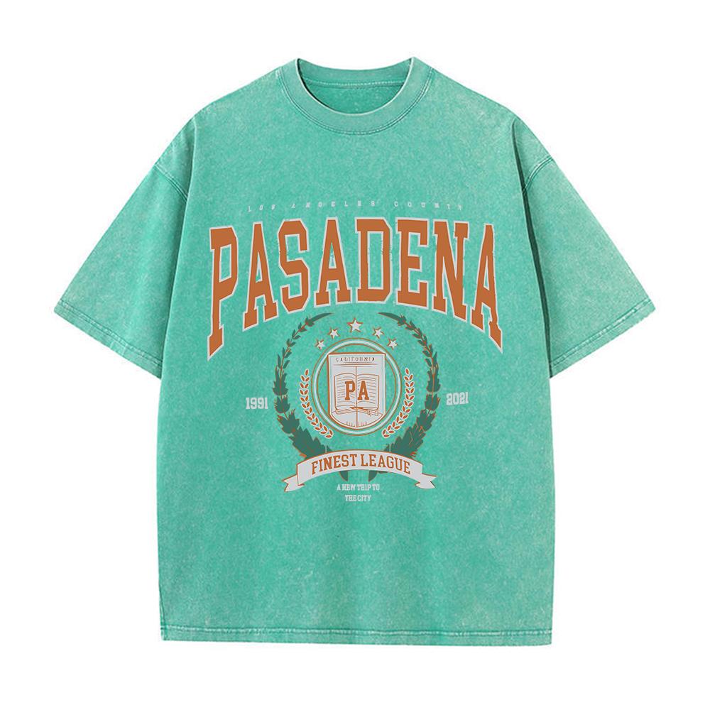 Summer Women Cotton Washed T-Shirts Fashion Design Pasadena Finest League Printed Tops Loose Distressed O-Neck Clothes