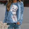 Spring and Summer Women's Loose Animal Print Long Sleeved Round Neck Sweatshirt