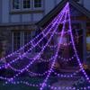 Practical 8 Modes Halloween Spider Web Lights Glow 250 LEDs LED Spider Net Hanging 5m Scary Giant Spider Haunted House